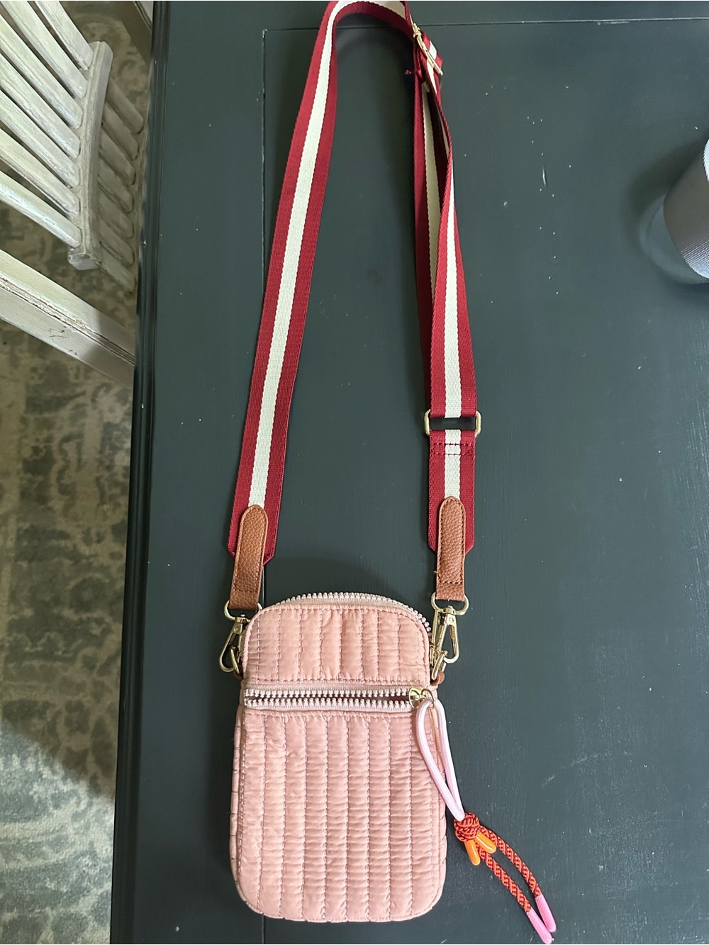 Shiraleah Ezra Pink Quilted Phone Holder Crossbody